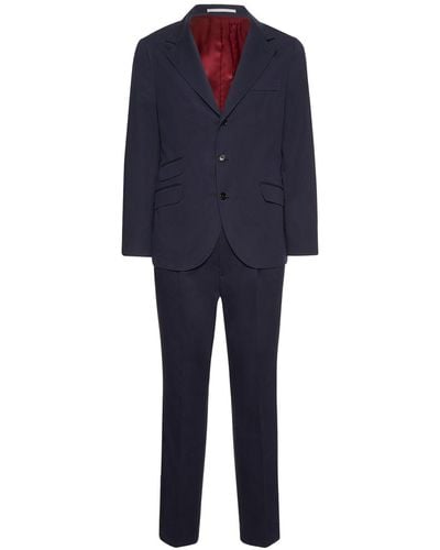 Brunello Cucinelli Cotton & Wool Gabardine Suit - Blue