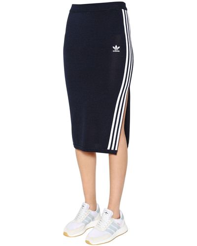 adidas Originals 3 Stripes Knit Midi Skirt - Blue