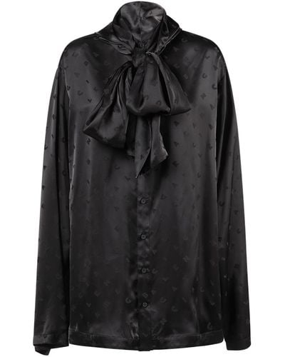 Balenciaga フーデッドビスコースシャツ - ブラック