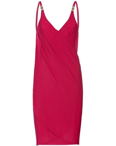 Versace Draped Jersey Mini Dress - Red