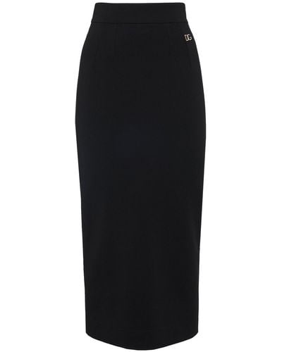 Dolce & Gabbana Stretch Jersey Midi Pencil Skirt - Black