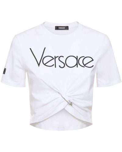 Versace T-shirt Aus Jersey Mit Logo - Weiß