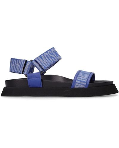 Moschino Zapatos planos de denim con logo 40mm - Azul