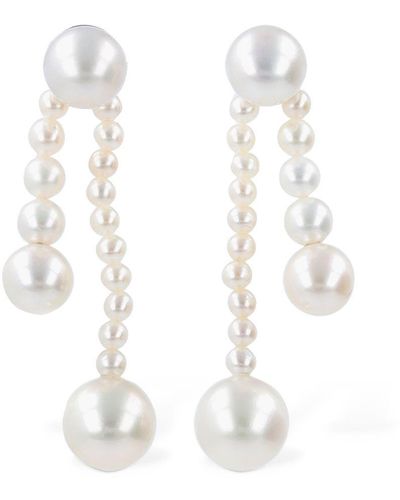 Sophie Bille Brahe Ruban De Perle Drop Earrings - White