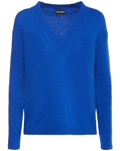 Tom Ford Suéter de punto de lana y cashmere - Azul
