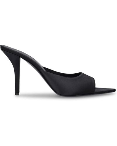 Gia Borghini 90Mm Perni 04 Satin Mule Sandals - Black