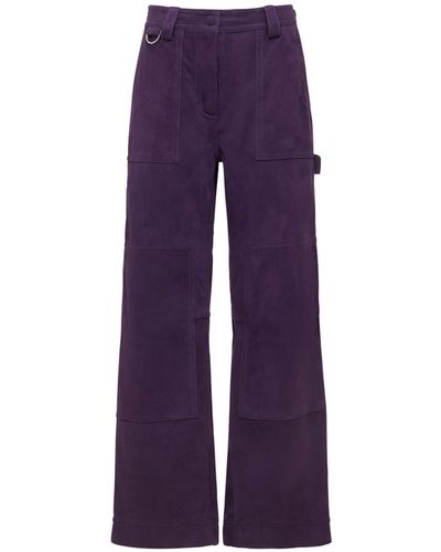 Saks Potts Rose Suede High Waist Straight Trousers - Purple