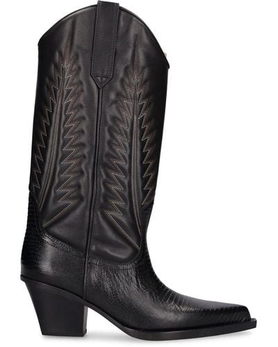 Paris Texas 60Mm Rosario Lizard Print Leather Boots - Black