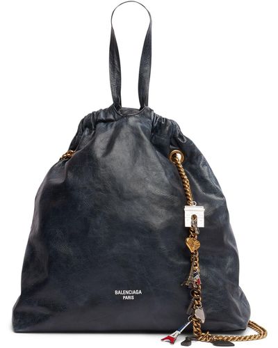 Balenciaga Medium Crush Leather Tote Bag - Black