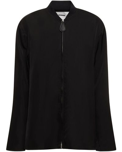 Jil Sander ビスコースツイルシャツジャケット - ブラック
