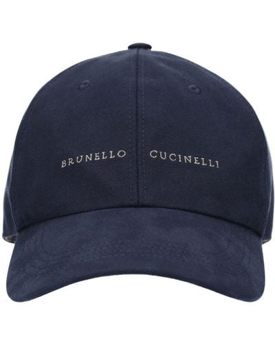 Brunello Cucinelli Casquette en coton à logo - Bleu