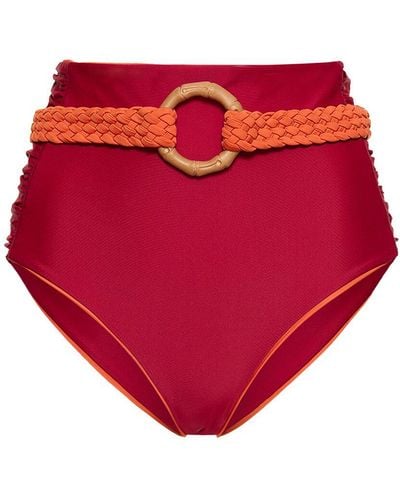 Johanna Ortiz Tangelo Cumbi High Waist Bikini Bottoms - Red