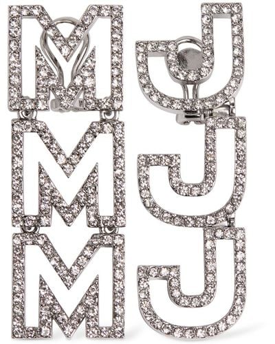 Marc Jacobs Pendientes monogram con cristales - Gris
