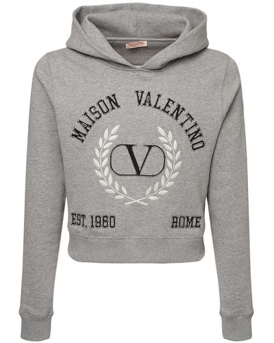 Valentino Maison コットンジャージーフーディー - グレー