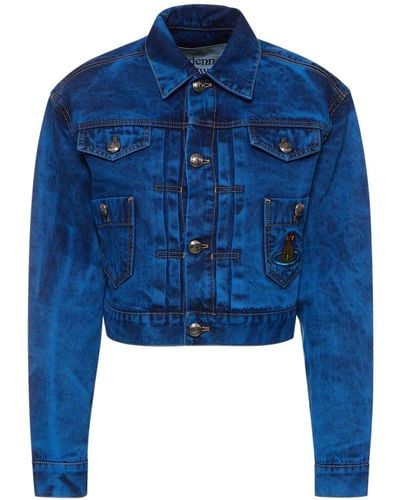 Vivienne Westwood Marlene Chambray Cropped Jacket - Blue