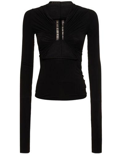 Rick Owens Prong Open Front Jersey Top - Black