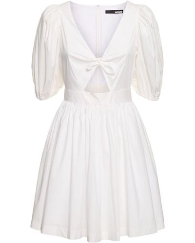 ROTATE BIRGER CHRISTENSEN Marie Puff Sleeve Cotton Mini Dress - White