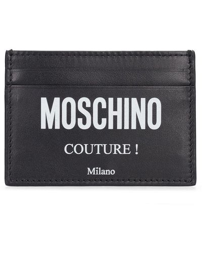Moschino Porta carte di credito in pelle con logo - Nero