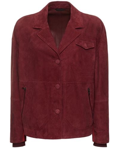 Ferrari Single Breasted Suede Jacket - Red