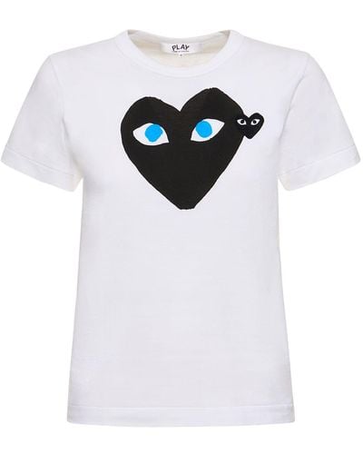 COMME DES GARÇONS PLAY T-shirt Aus Baumwolle Mit Herzdruck - Weiß