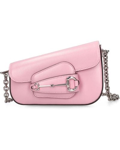 Gucci Mini Horsebit 1955 Leather Shoulder Bag - Pink