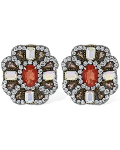 Moschino Crystal Clip-on Earrings - White