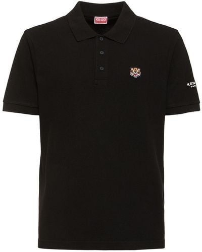 KENZO Lucky Tiger Slim Fit Cotton Polo - Black