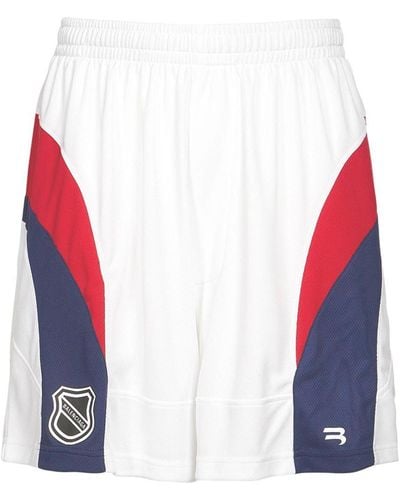 Balenciaga Shorts Hockey In Techno Jersey Con Logo - Bianco