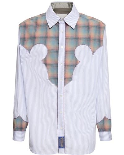 Maison Margiela Cotton Poplin Shirt W/ Check Inserts - White