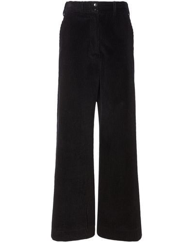 Etro Pantalon ample en coton côtelé taille mi-haute - Noir