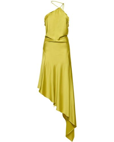 The Attico Robe midi en satin fluide à encolure licou - Jaune