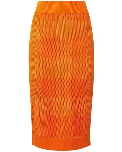 Burberry Zafina Knit Midi Pencil Skirt - Orange