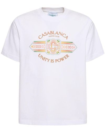 Casablancabrand T-shirt Aus Bio-baumwolle "unity Is Power" - Weiß