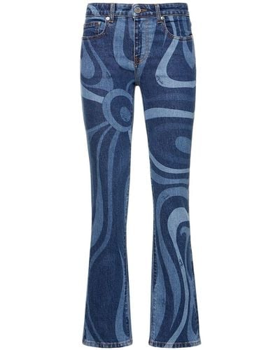 Emilio Pucci Jeans rectos de denim estampado - Azul