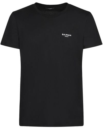 Balmain Mini Logotipo Flocked Camiseta - Negro