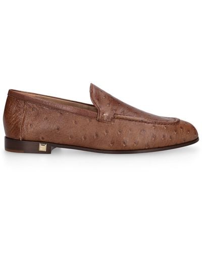 Max Mara 10Mm Ostrich Print Leather Loafers - Brown