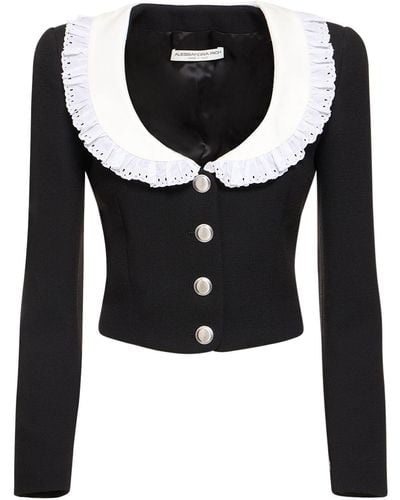Alessandra Rich Peter Pan Collar Cropped Jacket - Black