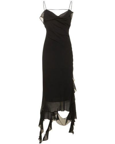 Acne Studios Ruffled Chiffon Long Dress - Black