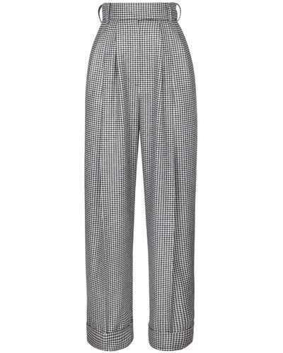 Alexandre Vauthier Pleated Houndstooth Pants - Gray