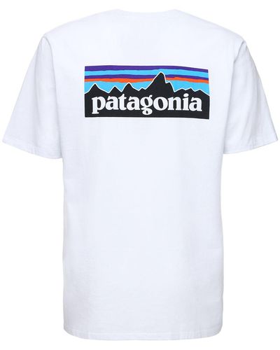 Patagonia Camiseta p-6 de mezcla de algodón reciclado - Blanco