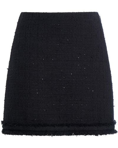 Versace Shiny Cotton Blend Tweed Mini Skirt - Black