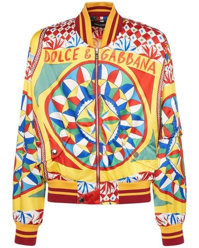Dolce & Gabbana Bomber carretto in nylon stampato - Multicolore