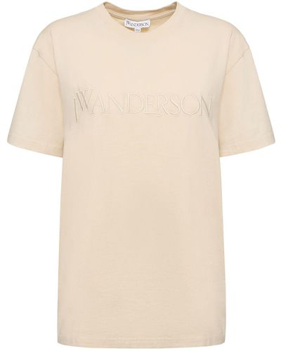 JW Anderson Embroidered Logo Jersey T-Shirt - Natural