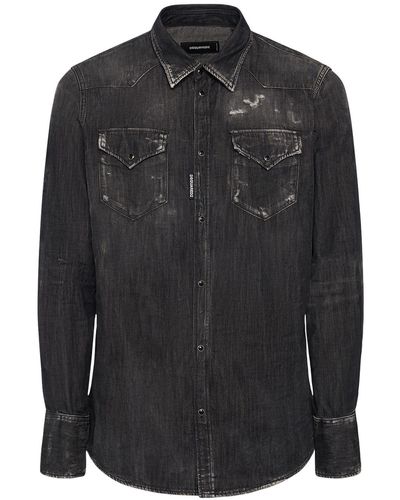 DSquared² Western Cotton Denim Shirt - Black