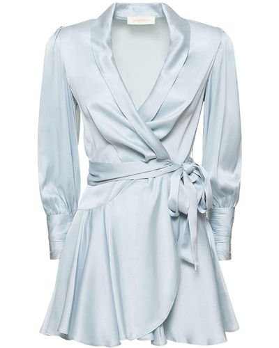 Zimmermann Silk Mini Wrap Dress - Blue