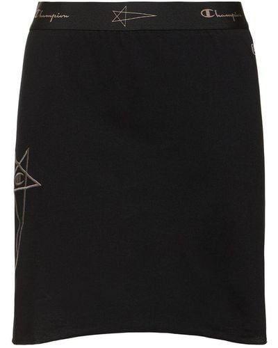 Rick Owens Champion Logo Jersey Mini Skirt - Black