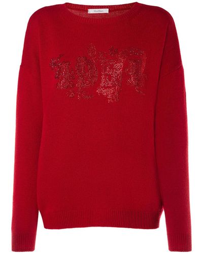 Max Mara Nias Embroide Wool & Cashmere Sweater - Red