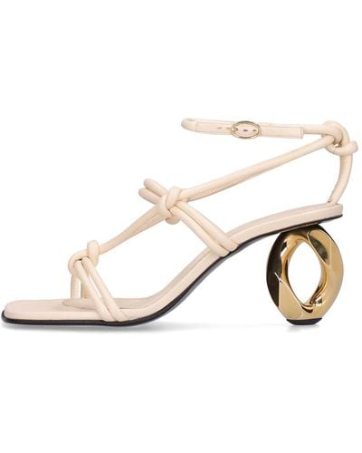 JW Anderson 75Mm Leather Chain Heel Sandals - Natural
