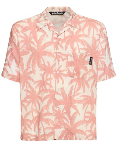 Palm Angels Palm Print Viscose Shirt - Pink