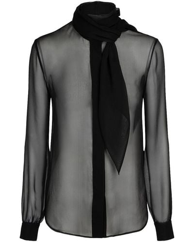 Saint Laurent Camisa de seda - Negro